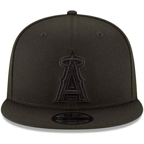 Men's Anaheim Angels New Era Black On Black Tonal 9FIFTY Snapback Hat - Pro Jersey Sports