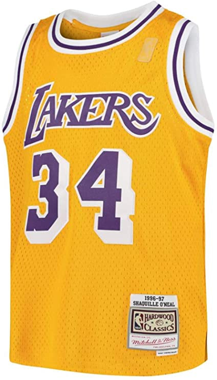 Youth Los Angeles Lakers Shaquille O`Neal Mitchell & Ness Gold 1996-97 Hardwood Classics Swingman Jersey