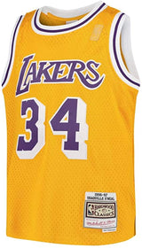Youth Los Angeles Lakers Shaquille O`Neal Mitchell & Ness Gold 1996-97 Hardwood Classics Swingman Jersey - Pro Jersey Sports