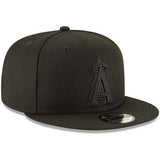 Men's Anaheim Angels New Era Black On Black Tonal 9FIFTY Snapback Hat - Pro Jersey Sports