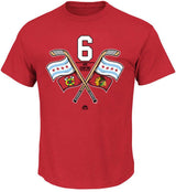Men's Chicago Blackhawks Majestic Red 6 Time Champions Raise The Flag Tee - Pro Jersey Sports