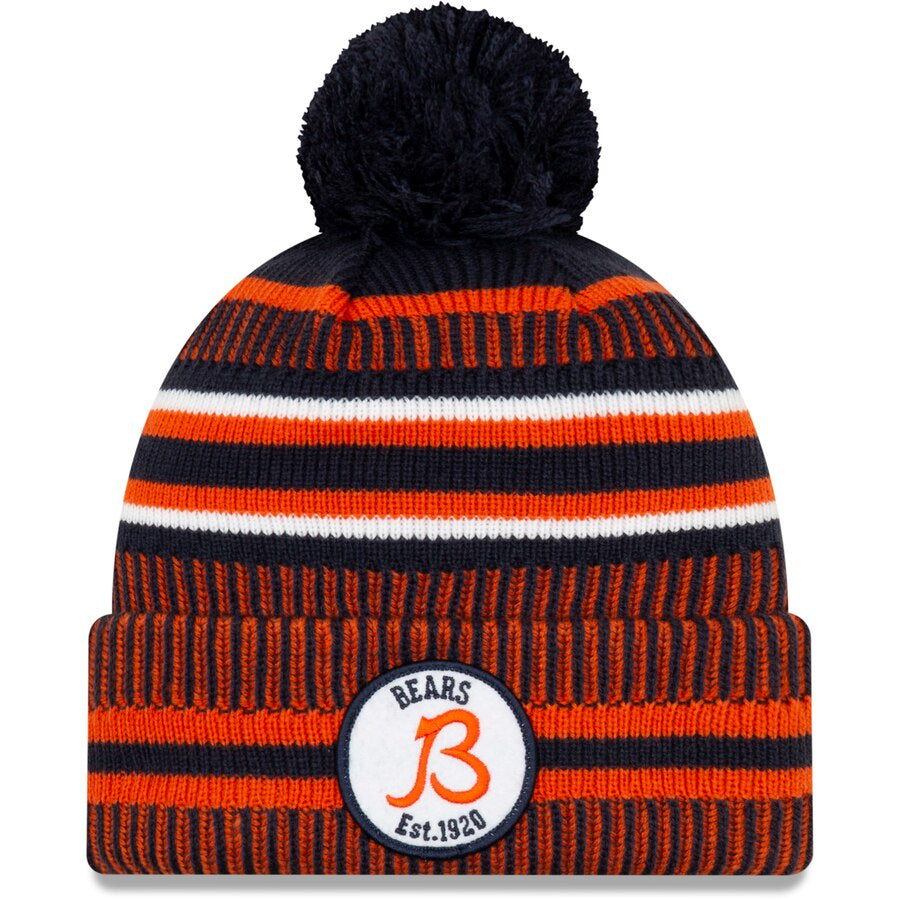 Men's New Era Navy/Orange Chicago Bears 2019 NFL Sideline Home Official Sport Knit Hat