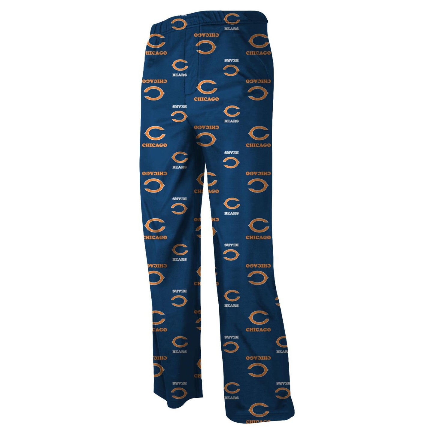 Chicago Bears Youth Allover Logo Flannel Pajama Pants - Navy Blue