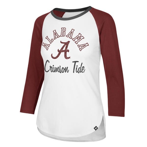 Alabama Crimson Tide '47 NCAA Women's Arch Script Splitter Raglan Long Sleeve T-Shirt