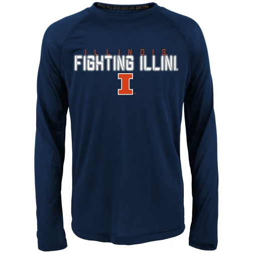 Illinois Fighting Illini Genuine Stuff NCAA Navy Blue Dri Tek Youth Long Sleeve Shirt