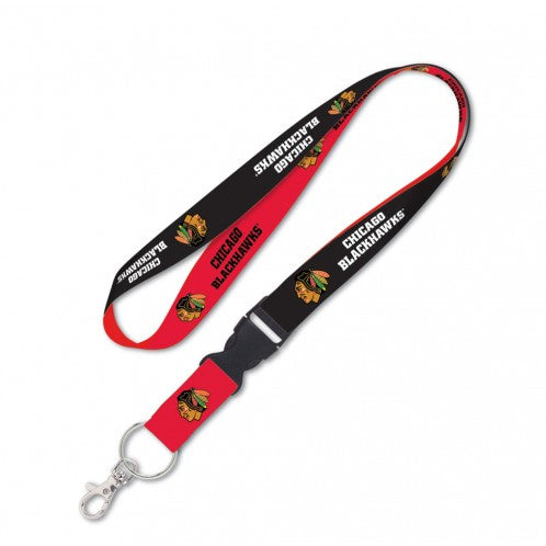 Chicago Blackhawks NHL Black and Red 1" Lanyard with Detachable Buckle By Wincraft