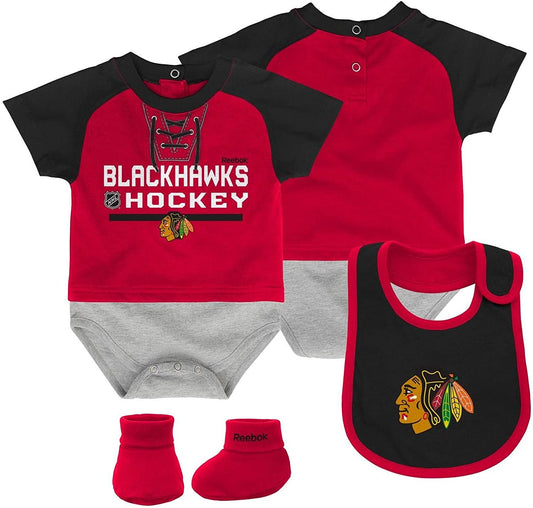 Chicago Blackhawks Infant 3-Piece Bib and Bootie Set