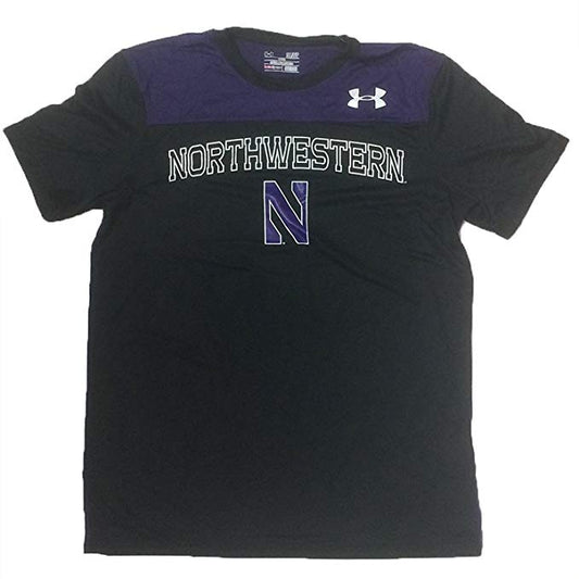 Men's Northwestern Wildcats Under Armour NCAA Black Foundation Tech Short Sleeve Shirt