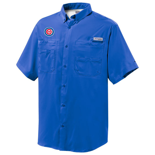 Men's Chicago Cubs Royal Blue Tamiami Button Down Shirt By Columbia