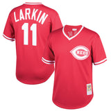 Men's Barry Larkin Cincinnati Reds Mitchell & Ness Cooperstown Collection Authentic Mesh Batting Practice Jersey - Red - Pro Jersey Sports