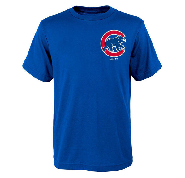 Youth MLB Chicago Cubs Majestic Royal Official Wordmark T-Shirt