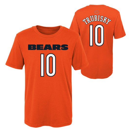 Youth Chicago Bears Mitchell Trubisky Orange Mainliner Name & Number T-Shirt