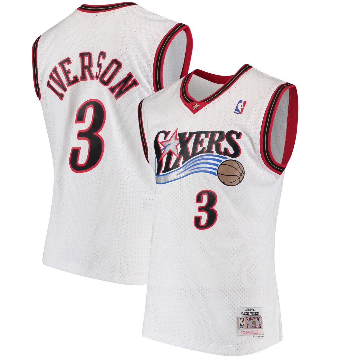 Men’s Allen Iverson Philadelphia 76ers 2000-2001 Swingman White Replica Jersey By Mitchell & Ness - Pro Jersey Sports