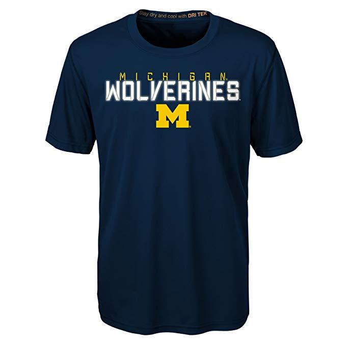 Youth Michigan Wolverines Genuine Stuff NCAA Navy Dri Tek Shirt
