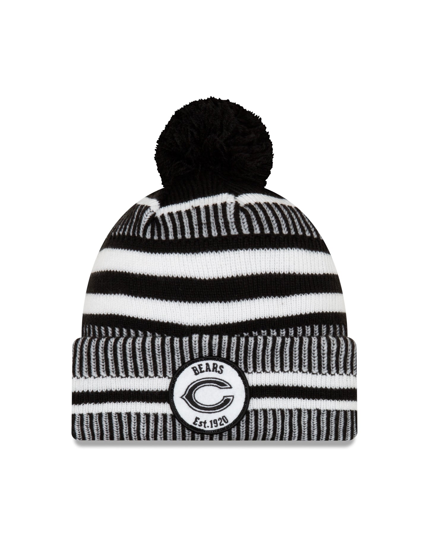 Men's Chicago Bears New Era Black "C" Logo 2019 NFL Sideline Home Sport Knit Hat