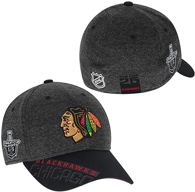 Chicago Blackhawks 2016 Stanley Cup Playoffs Center Ice Structured Flex Fit Hat With Playoff Patch By Reebok.