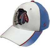 Mens NHL Chicago Blackhawks City Flag Pulsar White/Blue Zephyr Flex Hat - Pro Jersey Sports