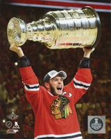 Chicago Blackhawks Jonathan Toews 2015 Stanley Cup Champions Raising the Cup Photo - Pro Jersey Sports