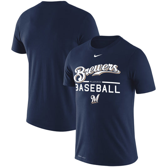Men's Milwaukee Brewers Nike Navy Wordmark Practice Performance T-Shirt