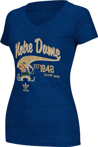 Notre Dame Adidas Ladies Navy Fearless V-Neck T-Shirt