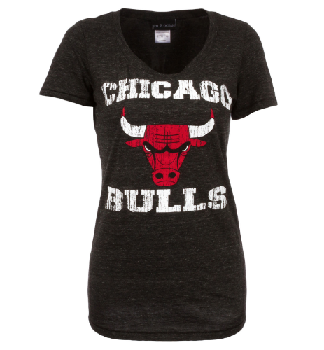 Chicago Bulls Tri Blend Distressed Logo Tee