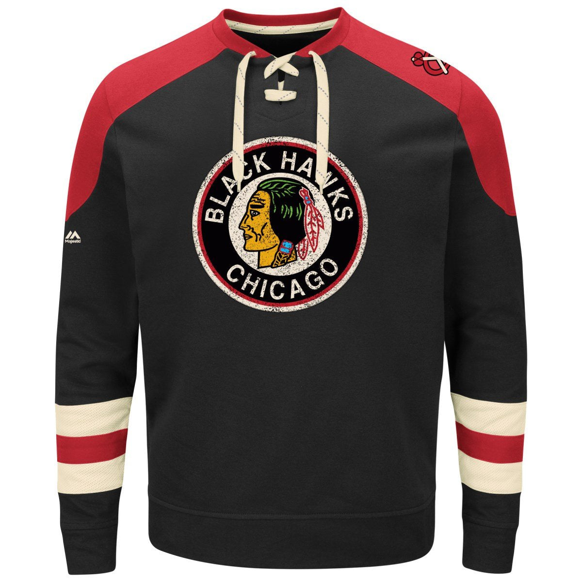 Majestic Chicago Blackhawks NHL Vintage Centre Men's Pullover Crew Sweatshirt