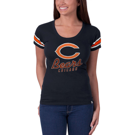 Womens Chicago Bears Off Campus Scoop Neck T-Shirt - Navy