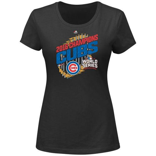 Women's Chicago Cubs Black 2016 World Series Champions Parade T-Shirt