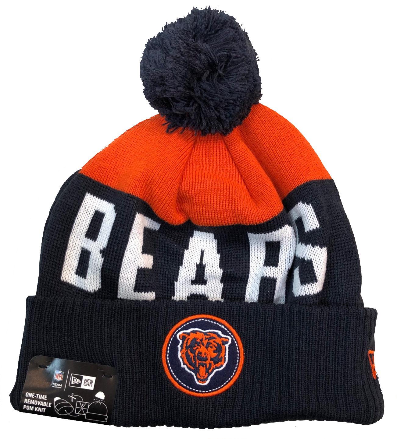 Men's Chicago Bears Patch Cuffed Pom Knit Hat
