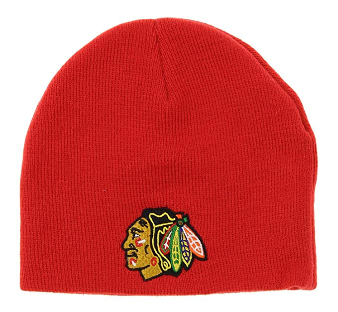 Youth Chicago Blackhawks Reebok Red Face Off Skull Knit Hat