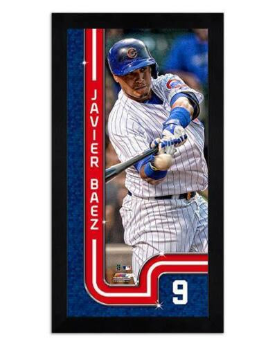 Chicago Cubs Javier Baez Pinstripe Miniframe- 13”x 6.75