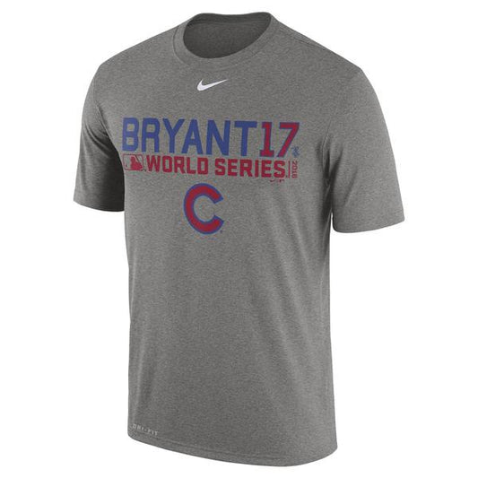 Men's Chicago Cubs Kris Bryant Nike Gray 2016 World Series Bound Player Legend T-Shirt