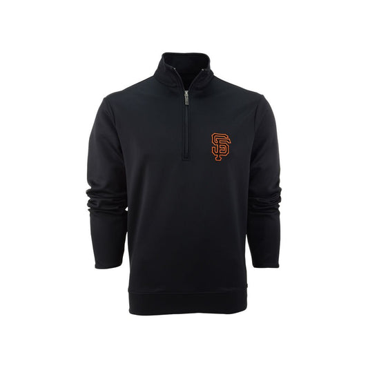 Men's San Francisco Giants Antigua Black Leader Quarter-Zip Pullover Jacket