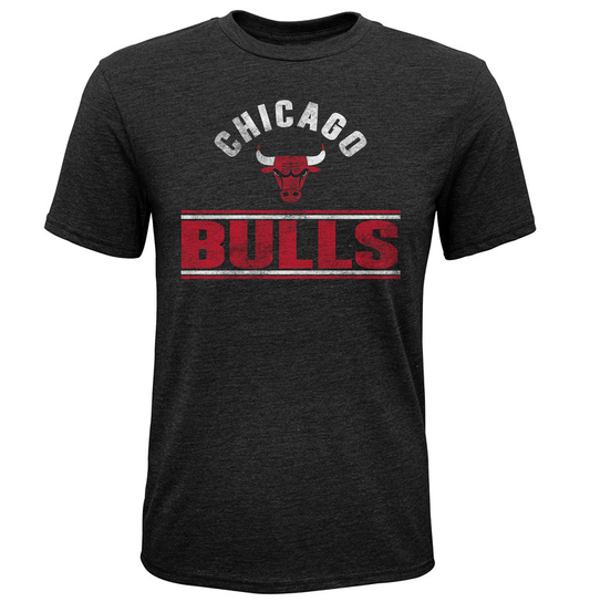 Youth Chicago Bulls Gray Double Bar Triblend Tee