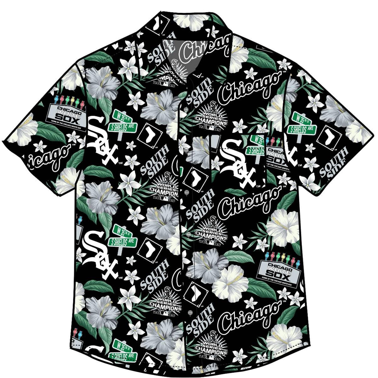 Men's Chicago White Sox Floral Button Down Hawaiian Shirt