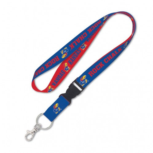 Kansas Jayhawks Double Sided Lanyard With Detachable Buckle By Wincraft