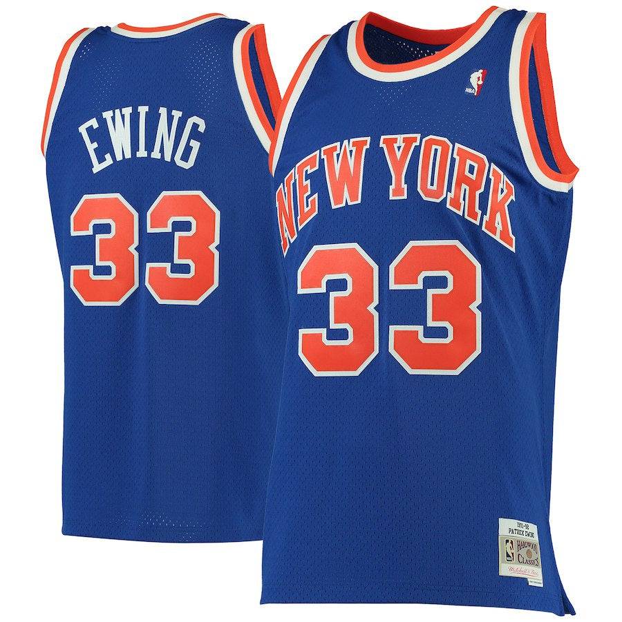 Men's New York Knicks Patrick Ewing Mitchell & Ness Blue 1991-92 Hardwood Classics Swingman Jersey - Pro Jersey Sports