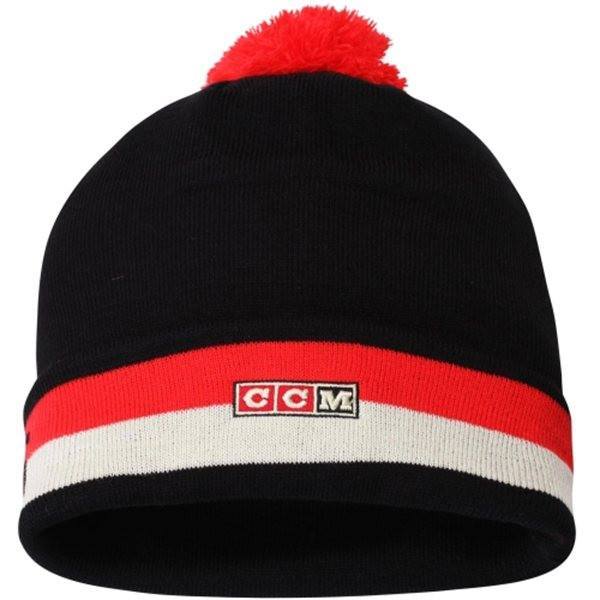 Youth Chicago Blackhawks CCM Black Vintage Retro Cuffed Hat with Pom - Pro Jersey Sports - 2
