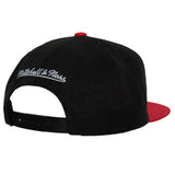 Men's Miami Heat Mitchell & Ness 2 Tone Black and Red Low Big Face Hardwood Classics Snapback Hat - Pro Jersey Sports
