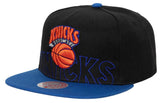 Men's New York Knicks Mitchell & Ness 2 Tone Black and Royal Low Big Face Hardwood Classics Snapback Hat - Pro Jersey Sports