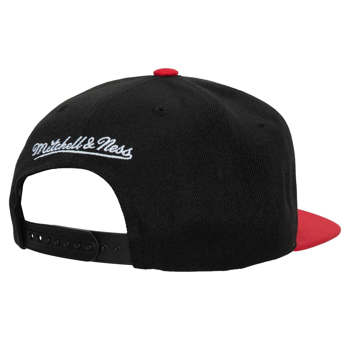 Men's Philadelphia 76ers Mitchell & Ness 2 Tone Black and Red Low Big Face Hardwood Classics Snapback Hat