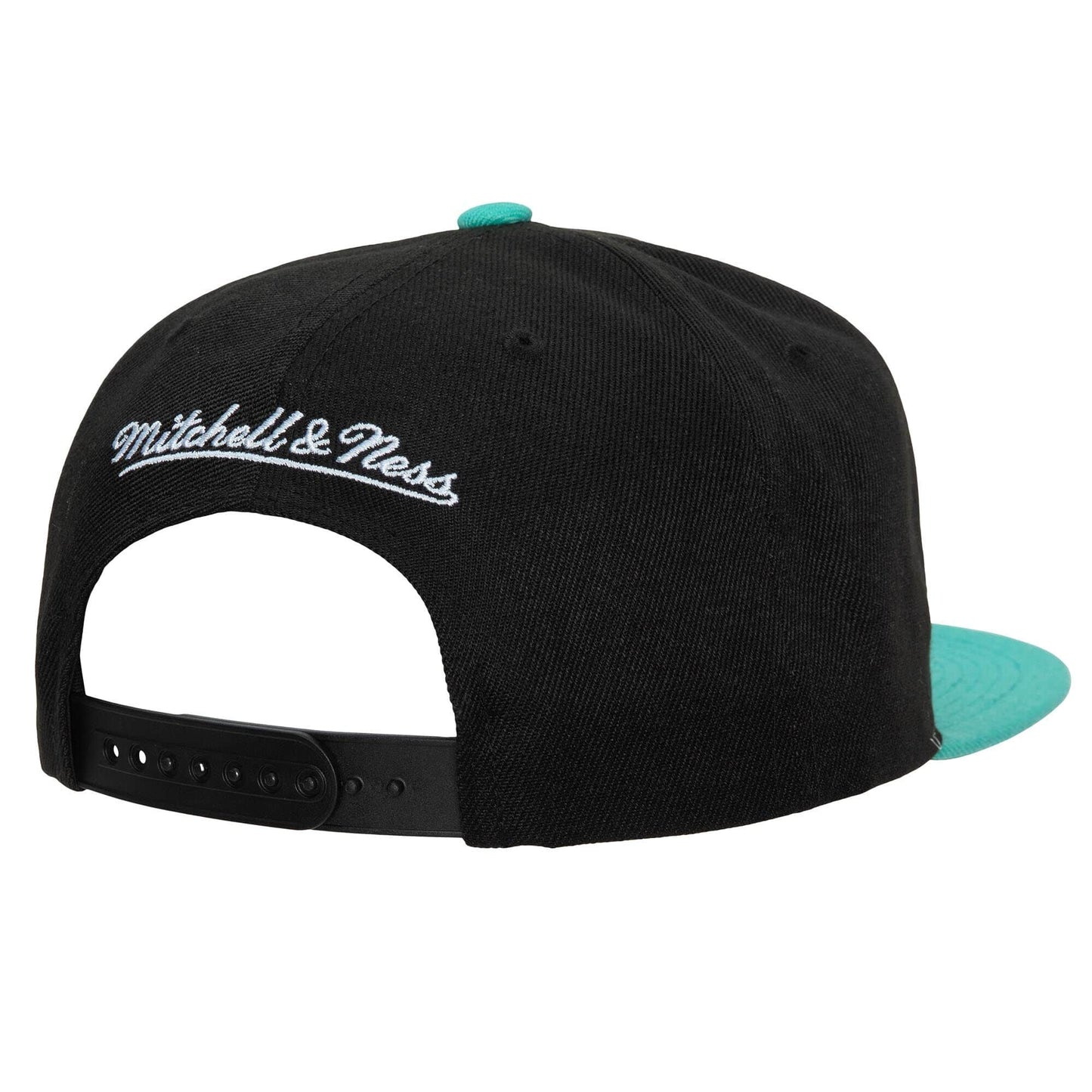 Men's Vancouver Grizzlies Mitchell & Ness 2 Tone Black and Teal Low Big Face Hardwood Classics Snapback Hat