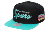 San Antonio Spurs HWC Team Script 2.0 Black Mitchell & Ness Snapback Hat - Pro Jersey Sports