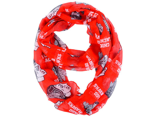 Chicago Blackhawks All Over Logo Infinity Wrap Scarf - Pro Jersey Sports