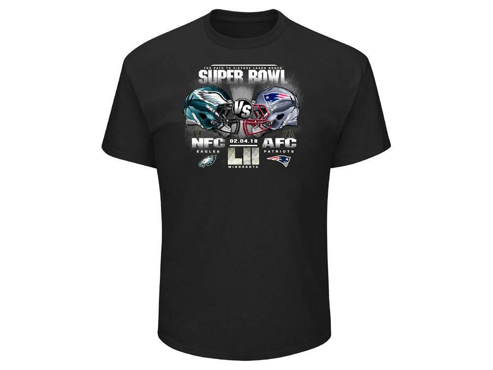 Men's New England Patriots vs. Philadelphia Eagles NFL Pro Line by Fanatics Branded Black Super Bowl LII Dueling Dime T-Shirt - Pro Jersey Sports