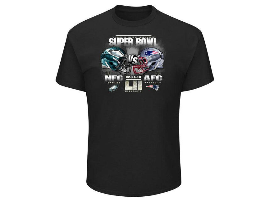 Men's New England Patriots vs. Philadelphia Eagles NFL Pro Line by Fanatics Branded Black Super Bowl LII Dueling Dime T-Shirt - Pro Jersey Sports