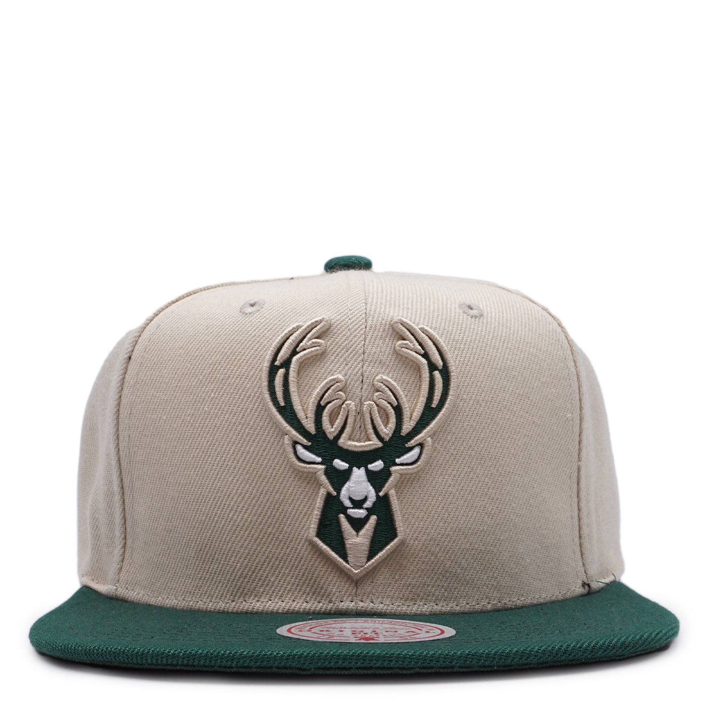 Men's Milwaukee Bucks Mitchell & Ness Core Cream/Green Snapback Hat