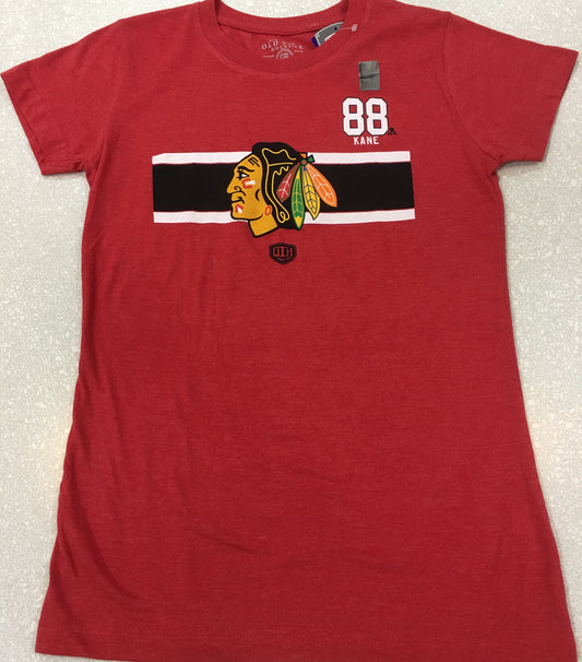 Women's Chicago Blackhawks Patrick Kane Stripes Player T-Shirt