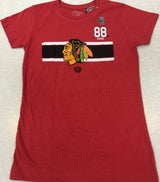 Women's Chicago Blackhawks Patrick Kane Stripes Player T-Shirt - Pro Jersey Sports