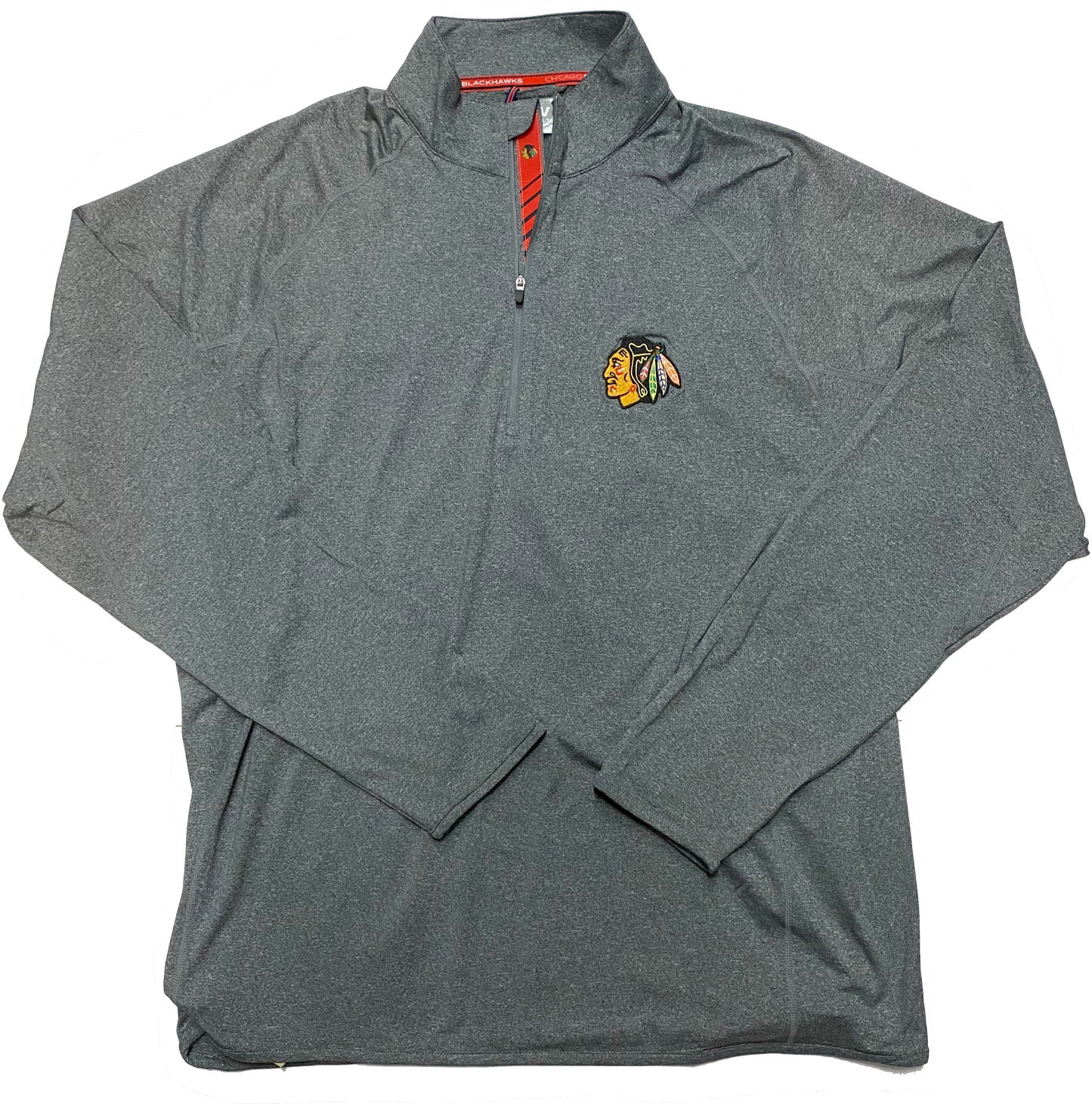 Men's Chicago Blackhawks Gray Metro Racing Stripes 1/4 Zip Track Jacket By Levelwear